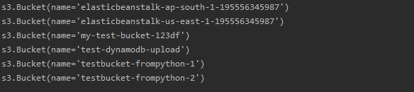 Python listing AWS buckets with Boto3 resource